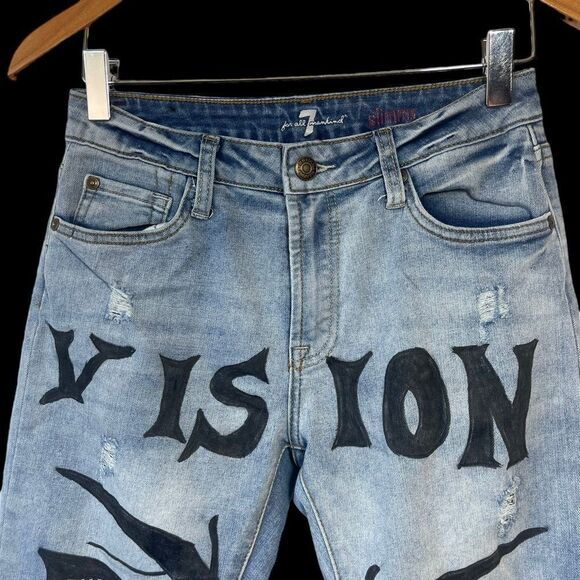 7 For All Mankind Slimmy Upcycled "Vision" Jeans Sz 25 - Picture 5 of 8
